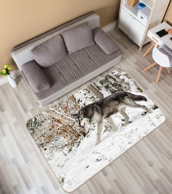 3D Snow Tree Wolf ZHUA3023 Game Non Slip Rug Mat Photo Carpet Zoe