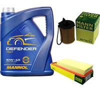 MANN-FILTER Inspektionspaket 5L Mannol Defender 10W-40 FüR CitroëN C3 I 1.4 Hdi