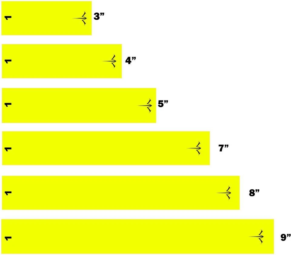 White Water Archery Fluorescent Neon Solid Yellow Arrow Wraps 15 Pc Length Width