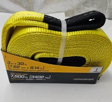 Smartstraps 30’ ft. x 3” 22,500 lbs Recovery Tow Rope Strap 832 Loop End Sling