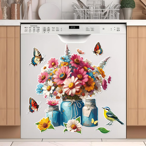 Charmante Blume & Vogel Geschirrspüler Magnet Abdeckung für Küche Dekor - Bild 11 von 12