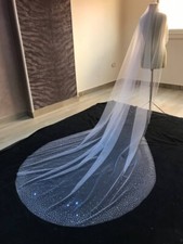 Wedding veil with rhinestones Crystal and pearls edge