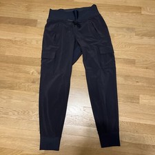 Athleta Stretch Pull On Cargo Pants Activewear Charcoal Gray Size 2 Jogger 28x27