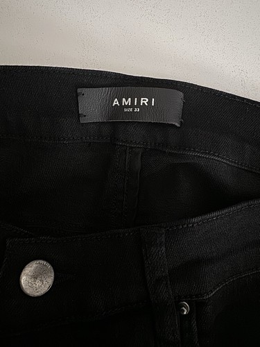 Amiri Mens Black Track Jeans With Distressed White Stripes -New W Tags Authentic - 第 7/13 張圖片