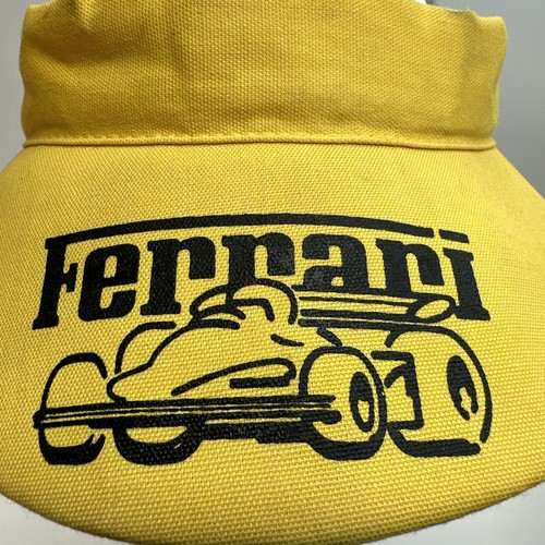 Vintage Ferrari Visor Hat Formula Race Car Yellow - OSFM - Adjustable - Read Des - Picture 2 of 11