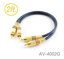 2ft 2-RCA to 2-RCA Gold-Plated Male to Male DJ/Mixer/Stereo System Audio Cable