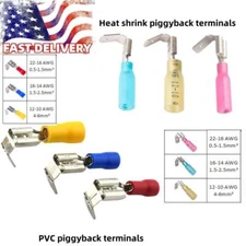 140-50PCS 22-10 AWG Piggy Back Spade Quick Splice Crimp Terminal Connector Kit