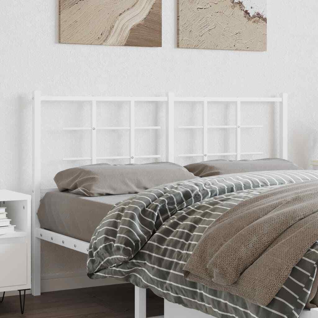 140cm White Metal Headboard for a Sleek and Modern Bedroom Upgrade-image