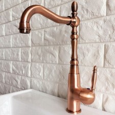 Antique Copper Kitchen Faucet Swivel Basin Sink Mixer Tap Single Hole/Handle Tap