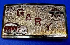 Fire Department Philomath Fire Fighter Custom Name GARY Hook-Fast Belt Buckle
