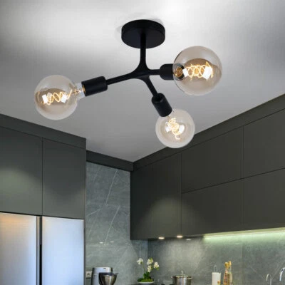 EGLO Deckenlampe Spotleuchte Vintage Deckenleuchte 3 flammig schwarz E27 Fassungen