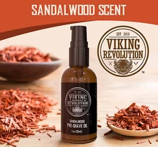 Viking Revolution Sandalwood PRE-SHAVE OIL Helps Razor Burn Dryness 1oz 30ml NeW