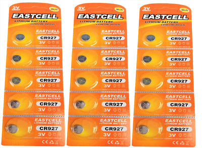 15 x CR927 3V Lithium Batterie 30 mAh ( 3 Blistercard a 5 Batterien ) EASTCELL