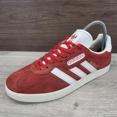 Adidas Originals Gazelle Herren UK 7 Super 2016 Wildleder rot weiß creme gold 