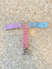 Leg Garter w/ Metal Heart Adjustable Purple Pink Blue Leather 1pc