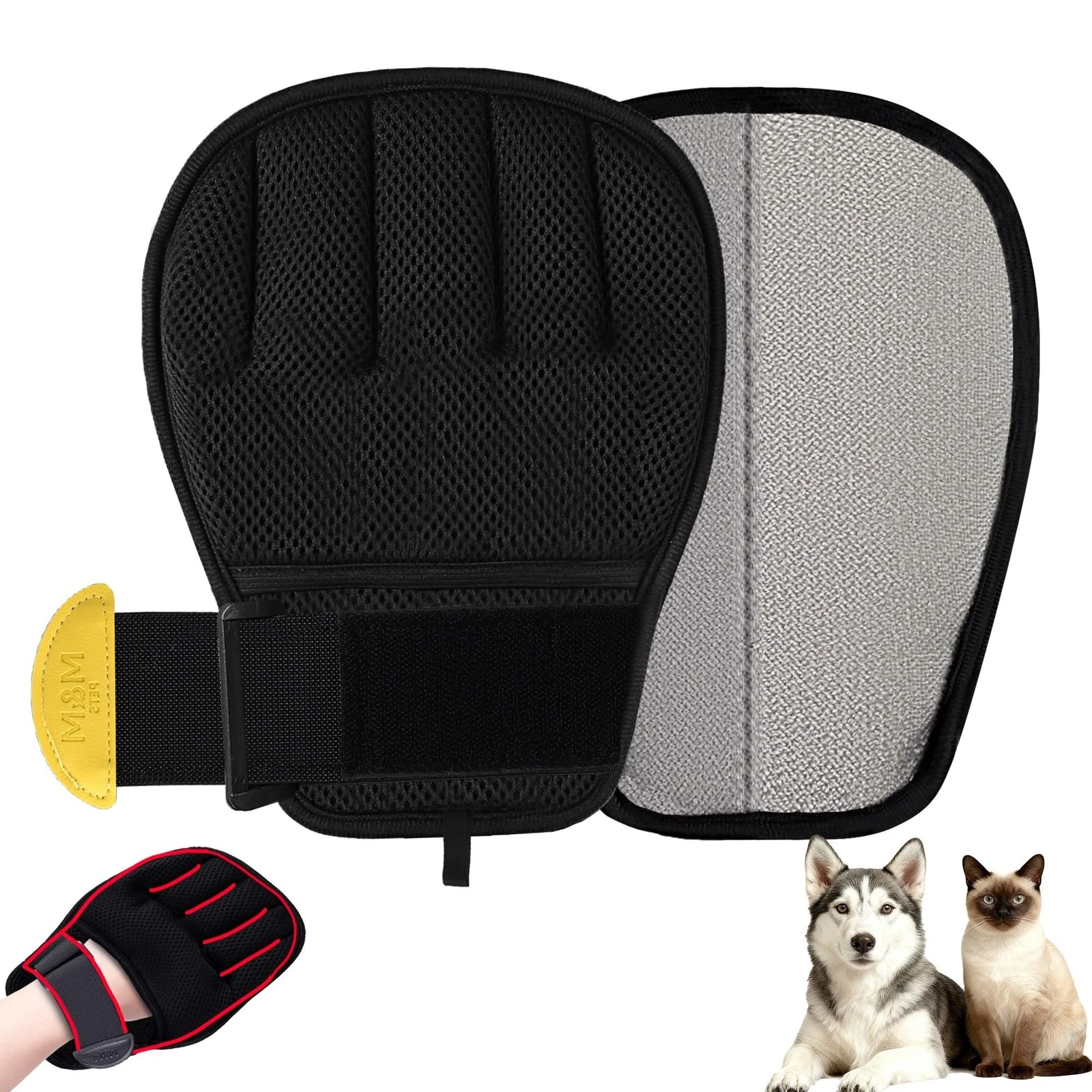 Pet Hair Removal Glove for Cats & Dogs, Patented Adjustable Strap, Reusable F...