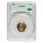 1862 1c Indian Head Cent Copper Nickel CACG MS65