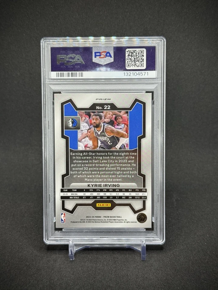 Kyrie Irving 2023 Panini Prizm Red Sparkle Prizm SSP PSA 10 gemas como nuevo Foto 3 de 3