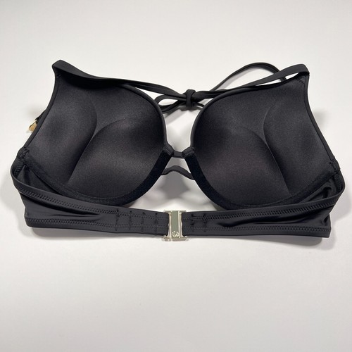 Victoria Secret 34C Bombshell Push Up Bikini Top Halter Add 2 Cups Black - Picture 5 of 7