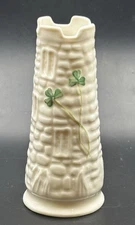 Belleek Irish Mini Castle Shamrock Bud Vase 4 Inches Used
