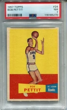 1957 Topps #24 Bob Pettit PSA 7 NM St. Louis Hawks