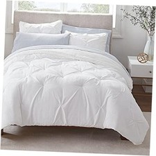 Simply Clean Lightweight 7 Piece Pleated Bed in a Bag for All Queen White
