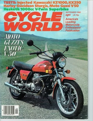 September 1980 Cycle World motorcycle magazine Kawasaki KX250 KZ1000 Moto Guzzi - Image 1 of 3