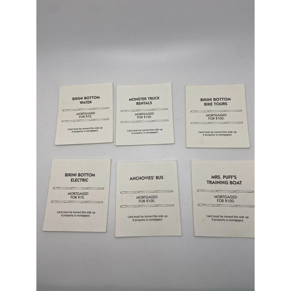 Monopoly Sponge Bob Full Set 2005 Property Cards Title Deed 28ct Replacement - Image 4 of 4