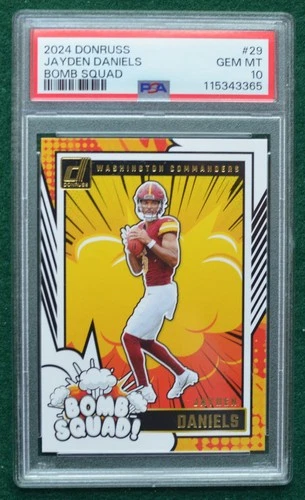 Jayden Daniels rookie card graded PSA 10 Gem Mint  2024 Donruss Bomb Squad RC SP