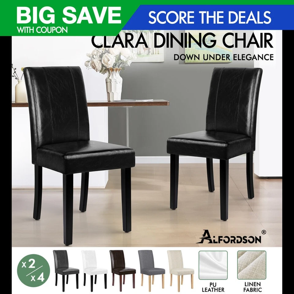 ALFORDSON Dining Chairs Kitchen Chair Retro High-Back Fabric Leather Wooden x2/4