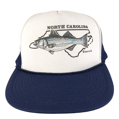 #ad Vtg North Carolina Fish Cap Bass Logo Mesh Foam Snap Back Trucker Baseball Hat $19.99
