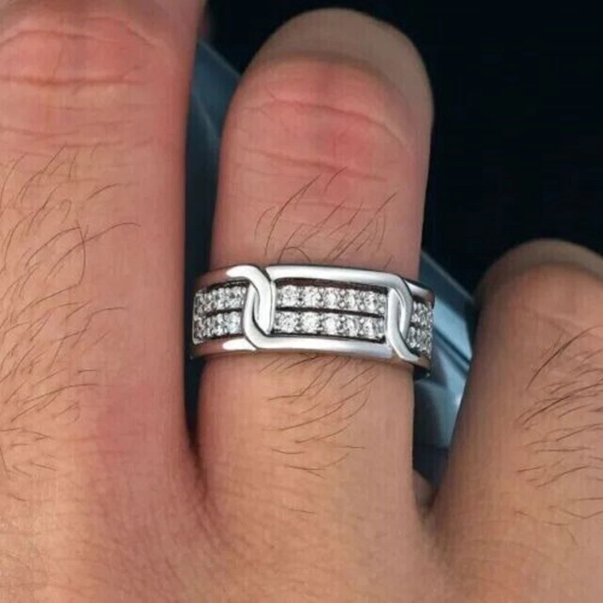 Sterling Silver Men 11 Ring Engagement & Wedding Jewelry for  display picture 3