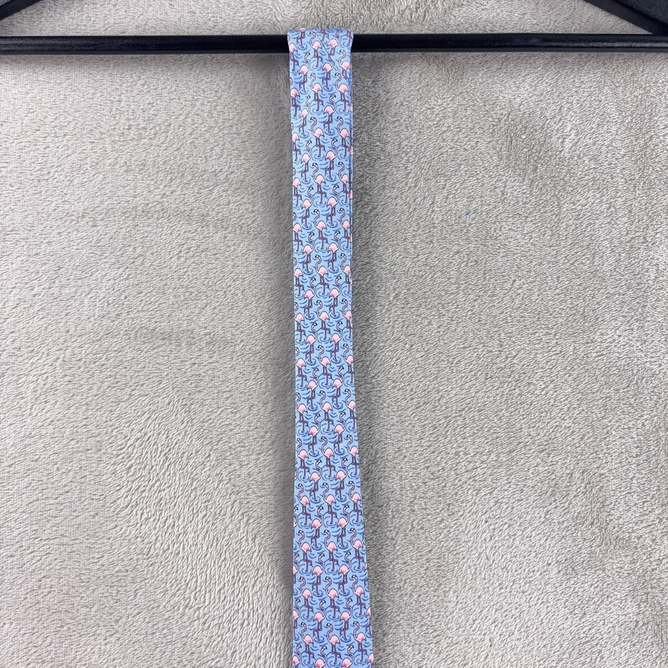 Corbata de cuello de seda flamenca Vineyard Vines para hombre azul rosa estilo náutico Preppy Foto 4 de 4