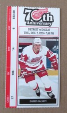 Red Wings vs Dallas Game ticket stub Dec 07, 1995 with Darren McCarty pictured