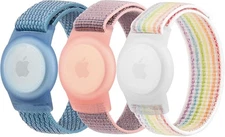 3 Pack Nylon AirTag Bracelet for Kids, Soft Nylon AirTag Wristband for Apple Air
