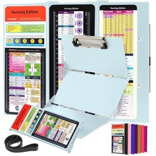 Nursing Clipboard Foldable with Medical Edition Cheat Sheets, 3 Layers Aluminum