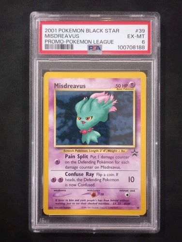 Misdreavus 2001 Pokemon Black Star Promo, League #39, PSA 6 EX-MT