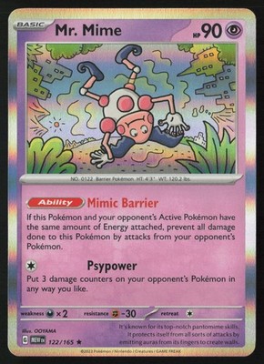 Pokemon Mr. Mime - 122/165 SV: Scarlet & Violet 151 Holo Pack Fresh - NM