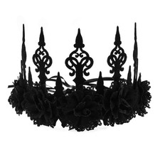 Halloween Vintage Crown Rose Headband Gothic Floral Headpiece A Black
