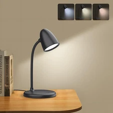 LED Desk Lamp for Home Office,3 Light Colors,Flexible Small, L33-Black 