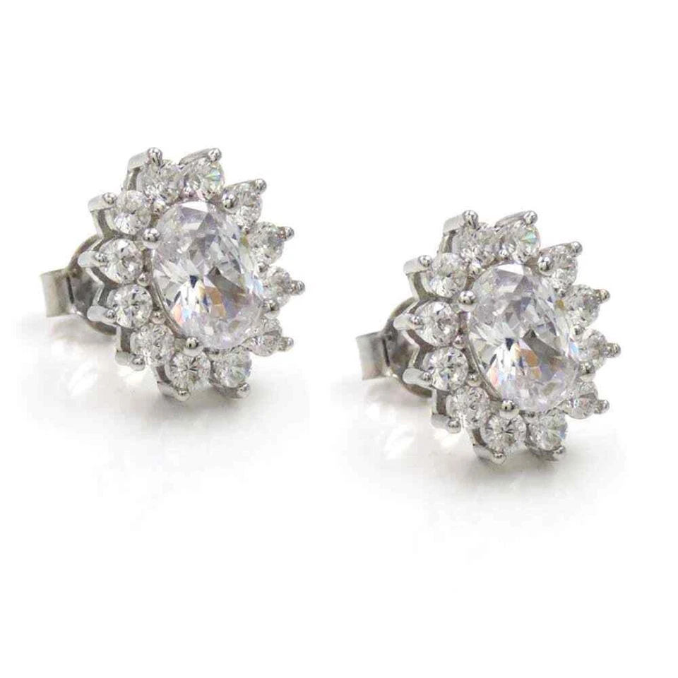 Orecchini in Argento 925 con Zircone Bianco Ovale da 5x7 mm - Immagine 3 di 4