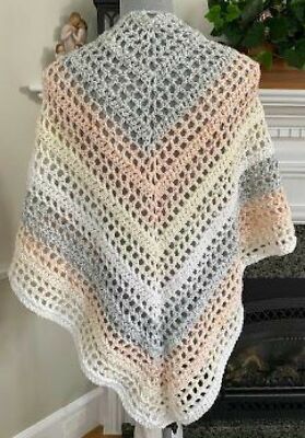 Handmade crochet PASTEL yarn triangle shawl wrap scarf striped women 62'' x 29''