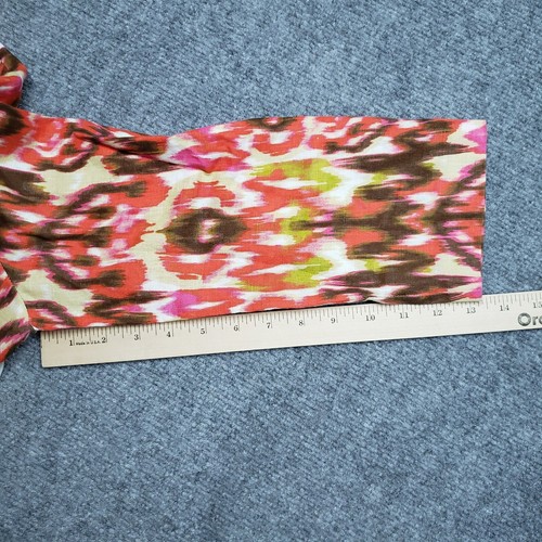 Jones New York Tunika Bluse Damen S rot abstrakt 3/4 Arm Ausschnitt Perlen Leinen - Bild 6 von 9