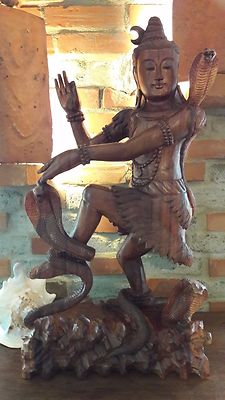 Shiva Devi Tara Schlange Cobra Hinduismus geschnitzt Kunst Deko Skulptur Bali