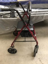 Days Maroon Rollator Wheel Walking Aid Frame-4 Wheel Mobility Walker-VAT EXEMPT