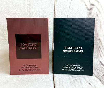 x2 Lot NEW Tom Ford CAFE ROSE & OMBRE LEATHER Eau de Parfum Carded Spray (s)
