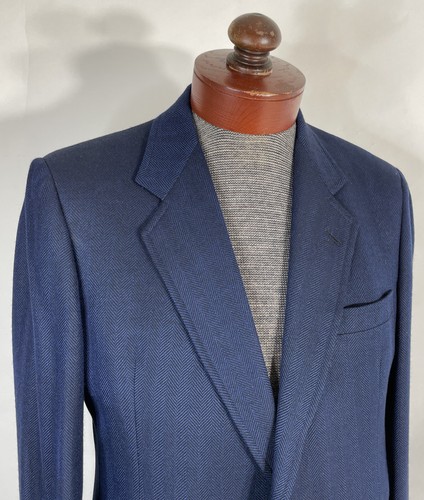 Vintage EUC 80s Hart Schaffner & Marx BESPOKE Wool & Silk Blazer Herringbone 40R