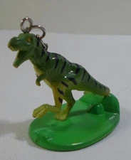 VTG 1.5'' DINOSAUR GREEN T-REX w/ STRIPES TYRANNOSAURUS PVC FIGURE FIGURINE