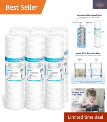 Universal 5 Micron Sediment Filter for Well Water - 10x2.5  6 Pack Replacement