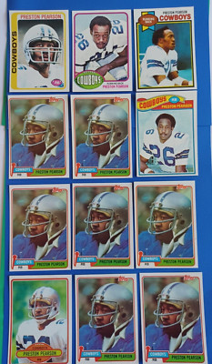 LOT OF 12 VINTAGE PRESTON PEARSON DALLAS COWBOYS 1976 77 78 79 80 81 TOPPS